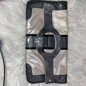 L.A.M.B. Clutch/tote bag.  Silver & Gun metal.